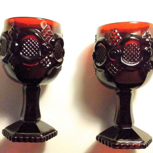 Vintage Avon Cape Cod Collection Ruby Glass 2 Goblets and 1 Creamer 1970s - Picture 3 of 15